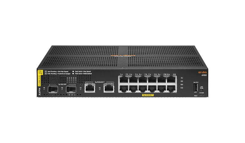 JL679A | HPE Jl679-61001 Aruba 6100 12g Class4 Poe 2g/2sfp+ 139w Switch - Switch - 16 Ports - Managed - Rack-mountable